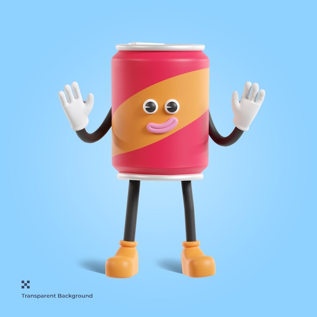 Soda can character 3d illustration