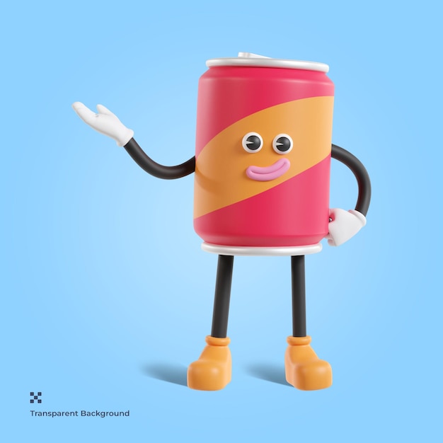 Soda can character 3d illustration