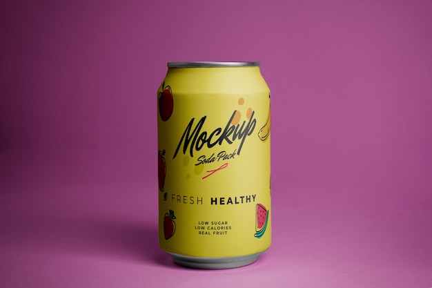 Soda can with pink background