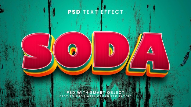 Soda drink fresh 3d editable text effect style mockup