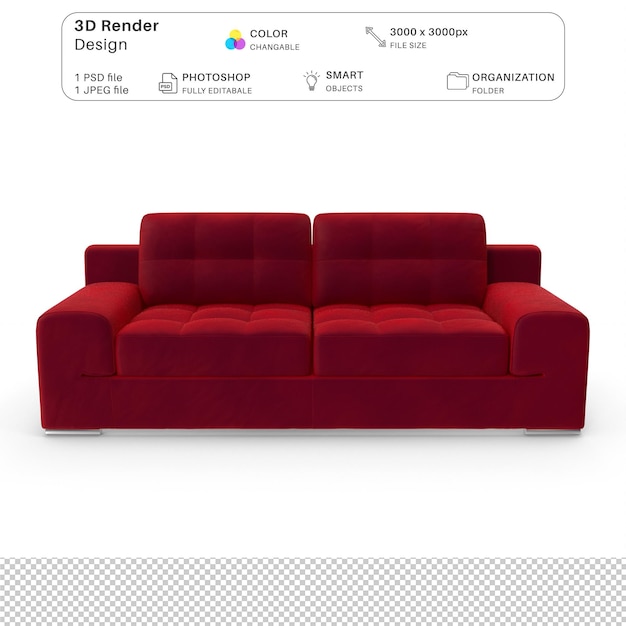 Sofa 3D Modeling PSD File Realistic Interior Furniture