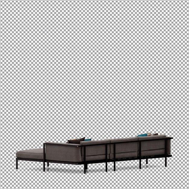 Sofa in 3D rendering isolated