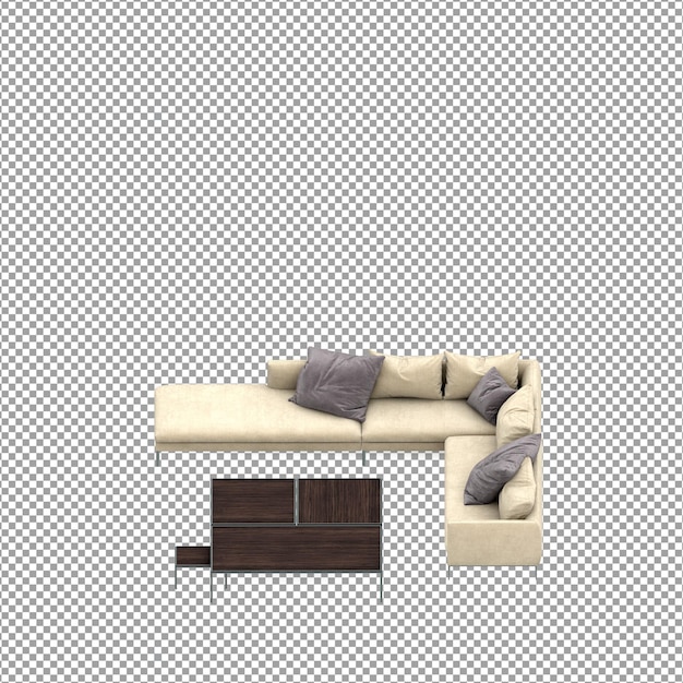 Sofa in 3D rendering isolated