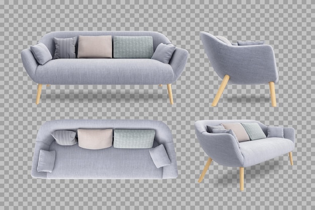 Sofa in 3d rendering isolated