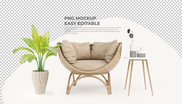 Sofa Interior decoration mockup rendering