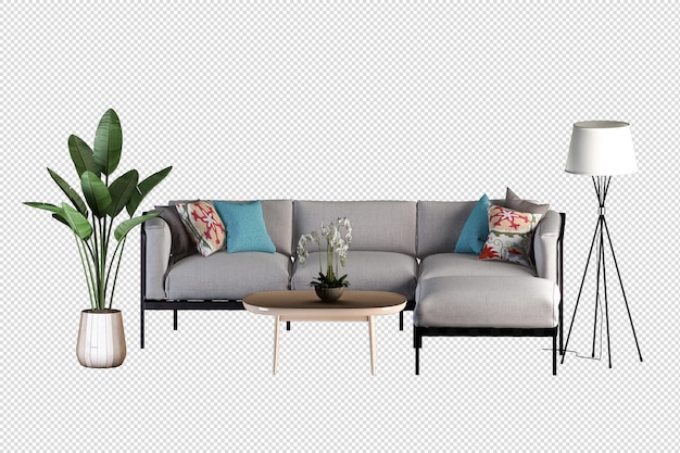 Sofa interior mockup 3d rendering isolated