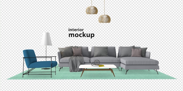 Sofa interior mockup rendering isolated