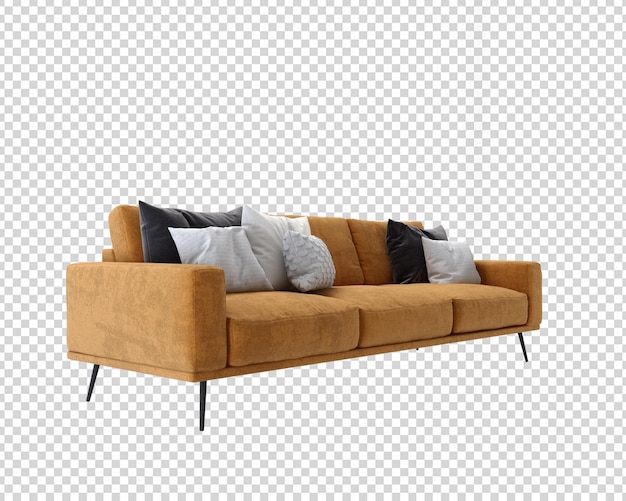 Sofa in living room in 3d rendering isolated