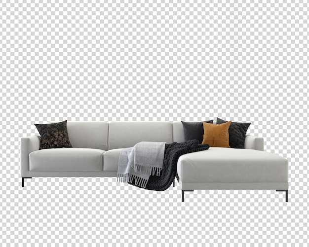 Sofa in living room in 3d rendering isolated