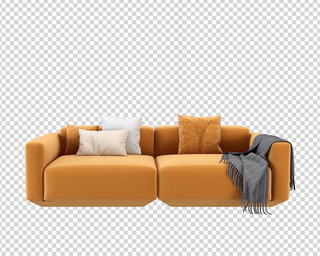 Sofa in living room in 3d rendering isolated