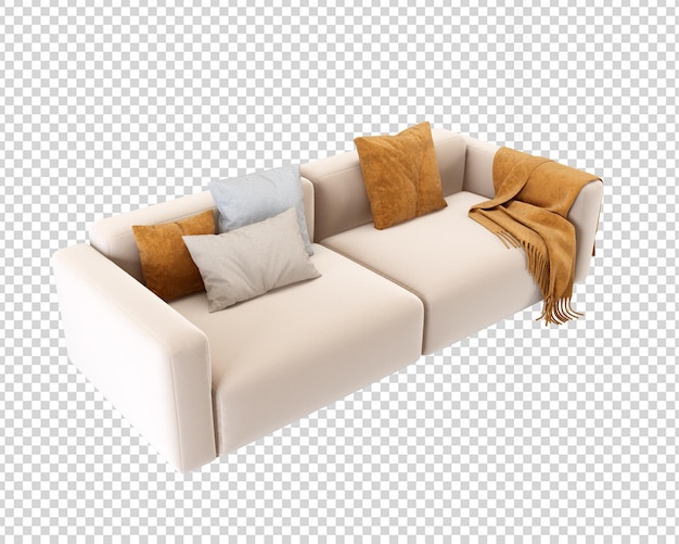 Sofa in living room in 3d rendering isolated