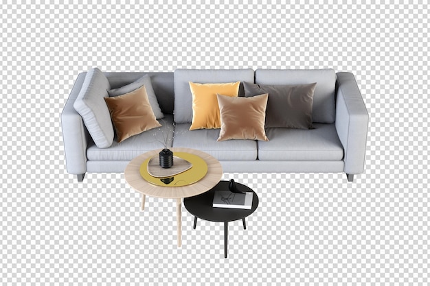 Sofa in living room in 3d rendering isolated