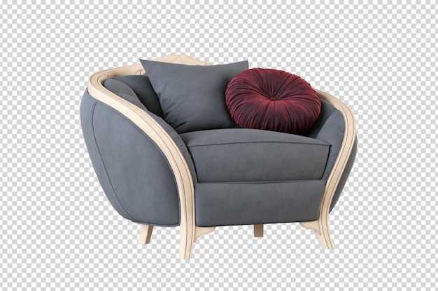 Sofa in living room in 3d rendering isolated