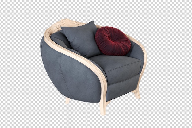 Sofa in living room in 3d rendering isolated