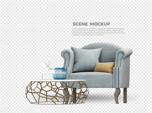 Sofa and table mockup design