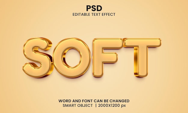 Soft 3d editable text effect Premium Psd with background