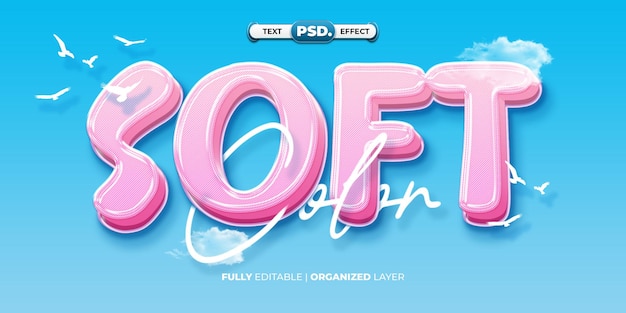 Soft 3d editable text effect template