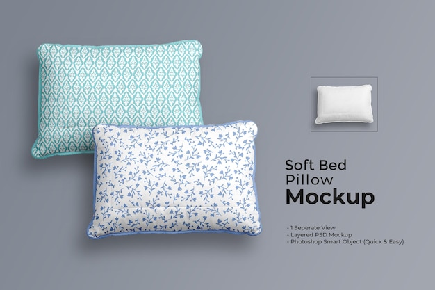 Soft bed pillow mockup