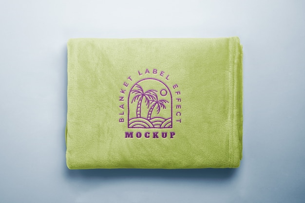 Soft blanket with embroidered logo mock-up