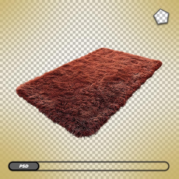 PSD soft brown shaggy rug isolated on white isolated on transparent background