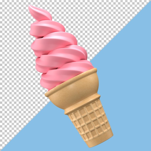 Soft cream ice cream strawberry milk splashes isolated on background