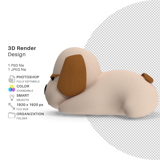 Soft Dog Toy 3D Modeling PSD File Realistic Dog Toy