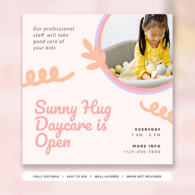 Soft Pastel Cute Children Daycare Promotion Instagram Template