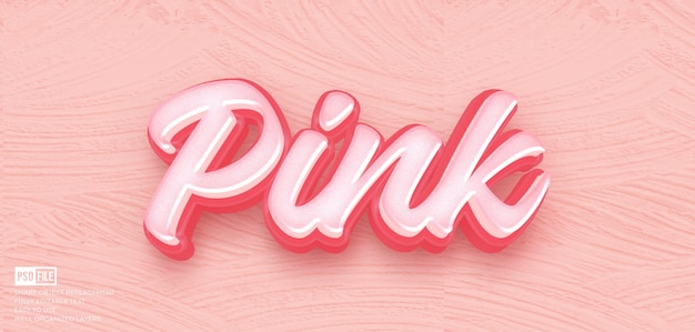 Soft pink 3d style text effect template