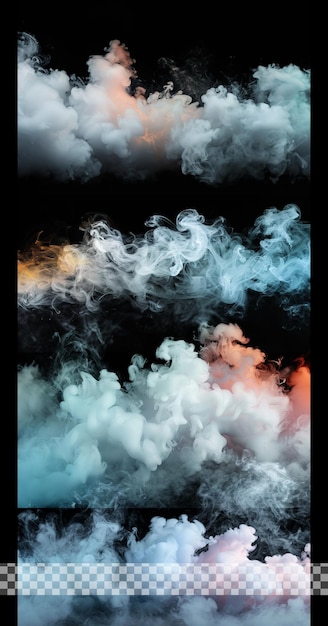 PSD soft white smoke explosion set in transparent background