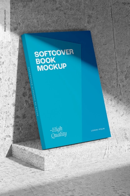 Softcover Book on Concrete Mockup, Leaned