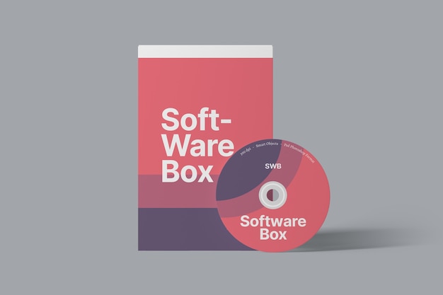 PSD software box packaging mockup front view