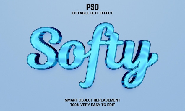 Softy 3d editable text effect with background Premium Psd