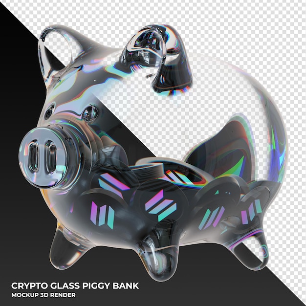 Solana SOL coin in clear glass piggy bank 3d rendering