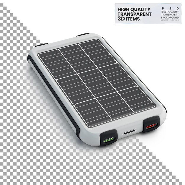 PSD solar charger device for charging batteries on transparent background