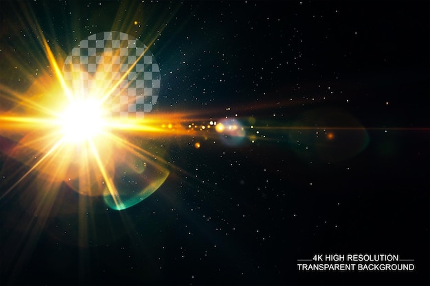 PSD solar lens flare sunlight effect on transparent background