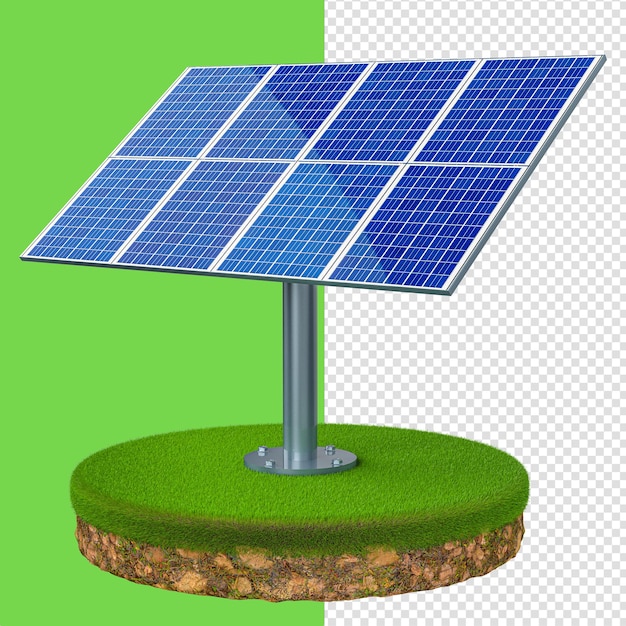 SOLAR PANEL ON GRASS FLOOR 3D RENDER