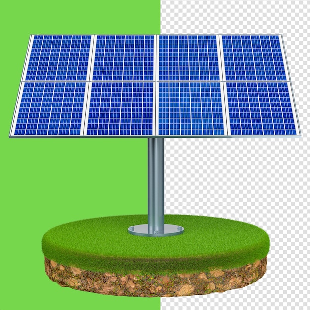 SOLAR PANEL ON GRASS FLOOR 3D RENDER