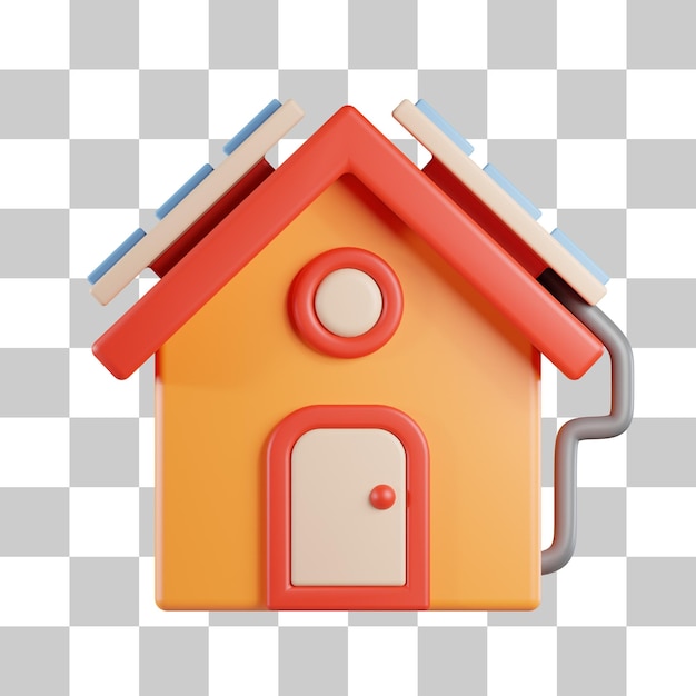 Solar Panel House 3D Icon