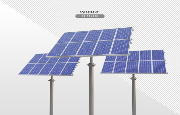 Solar power plates on aluminum base 3d realistic render