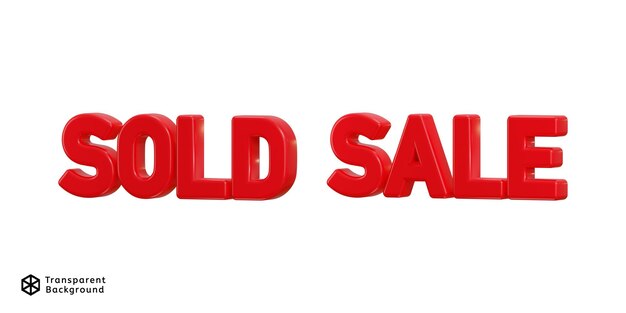 PSD sold out and sale text effect icon 3d rendering illustration