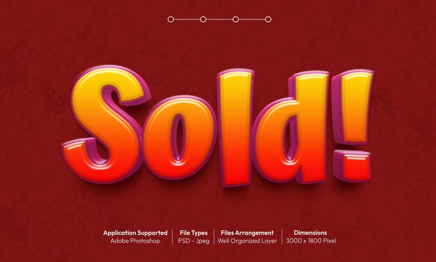 PSD sold text effect with 3d font style