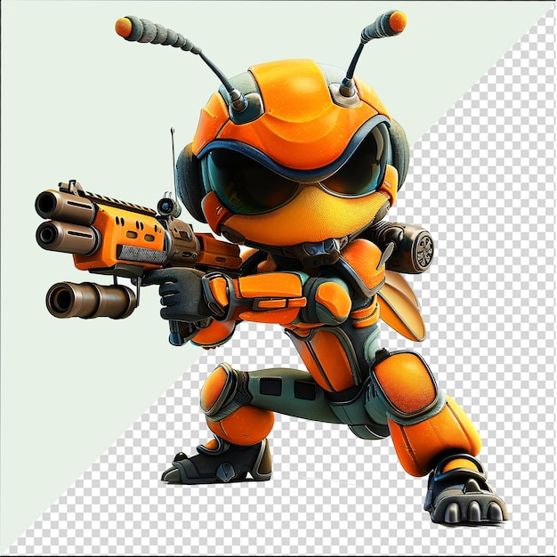 Soldier Ant with gun cartoon Army Ant Soldier cartoon illustration Killing ant insects