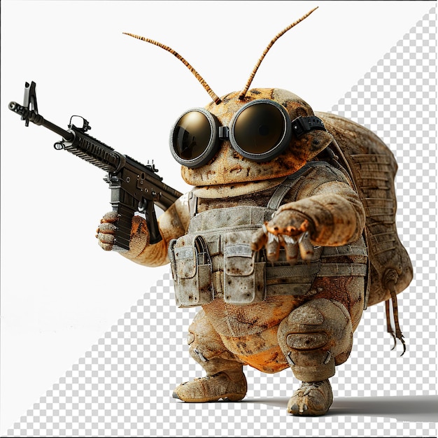 Soldier insect cartoon design Cute fighter insect 3d model with weapon