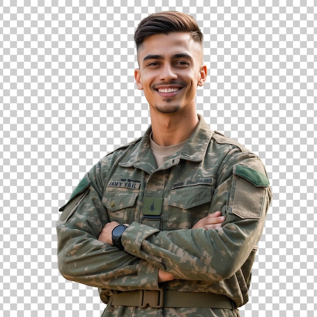 a soldier with his arms crossed and the words army on the front