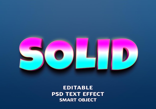 solid 3d text effect design