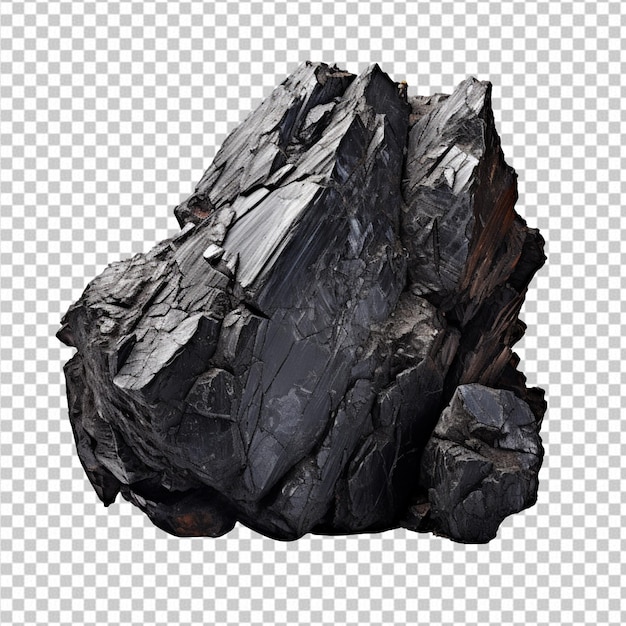 A solid piece of coal isolated on transparent background