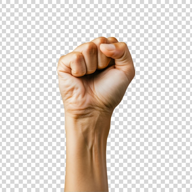 A solidarity hand with a fist on a transparent background