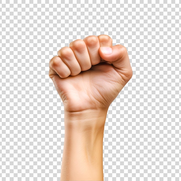 A solidarity hand with a fist on a transparent background