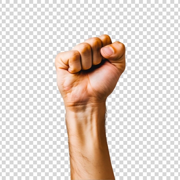 PSD a solidarity hand with a fist on a transparent background