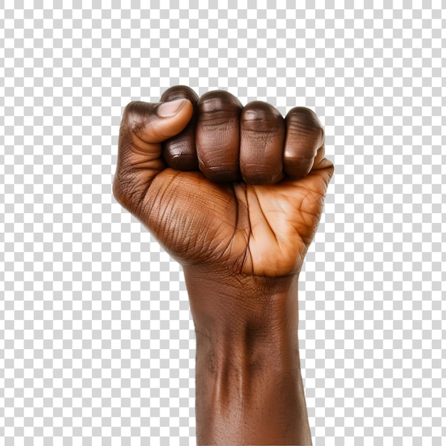 A solidarity hand with a fist on a transparent background